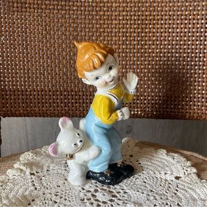 Antique Boy and Teddy Bear